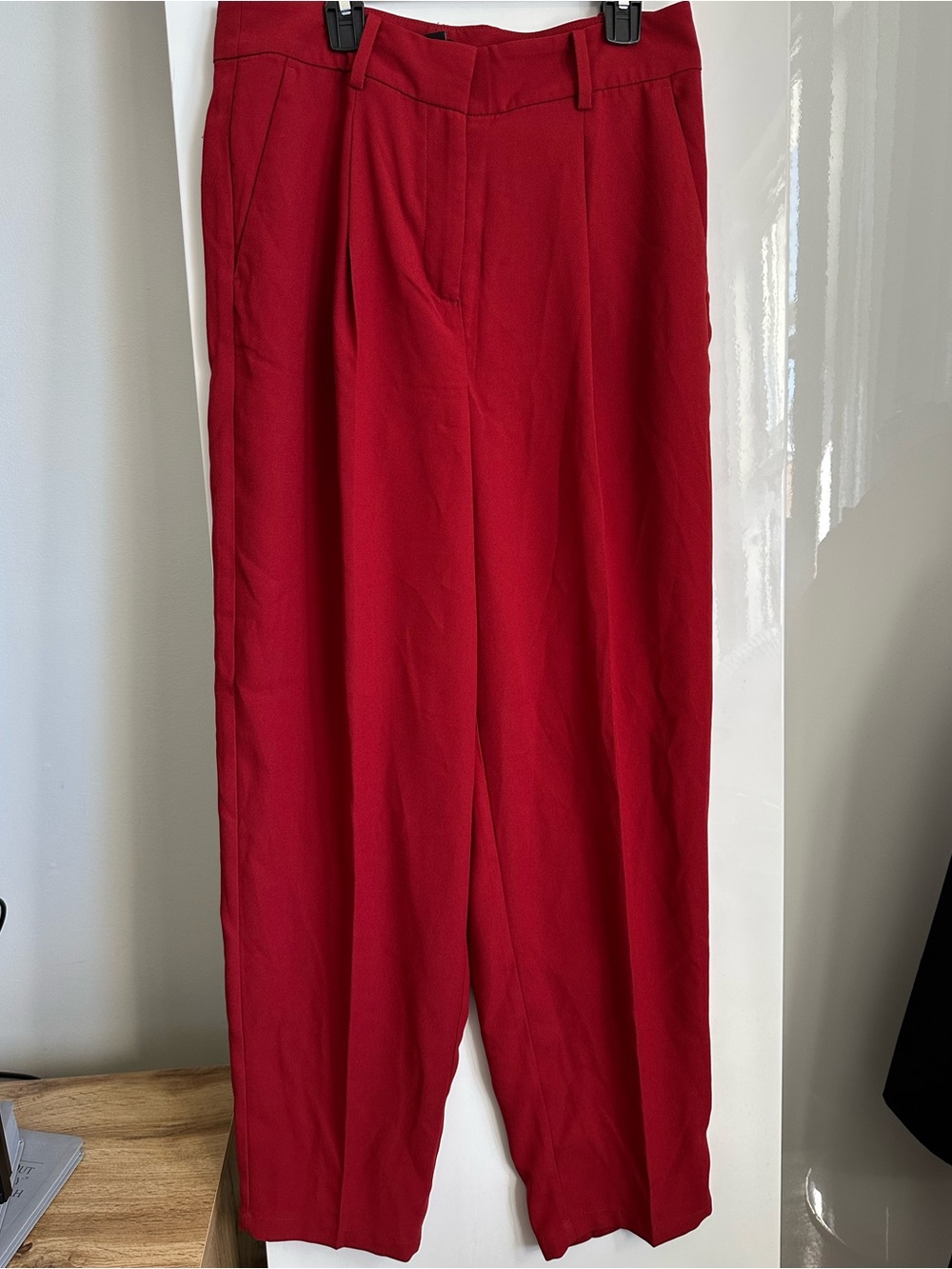 Corporate Siren 90s Minimalist Burgundy Pleated Tailored Trousers High-Waisted